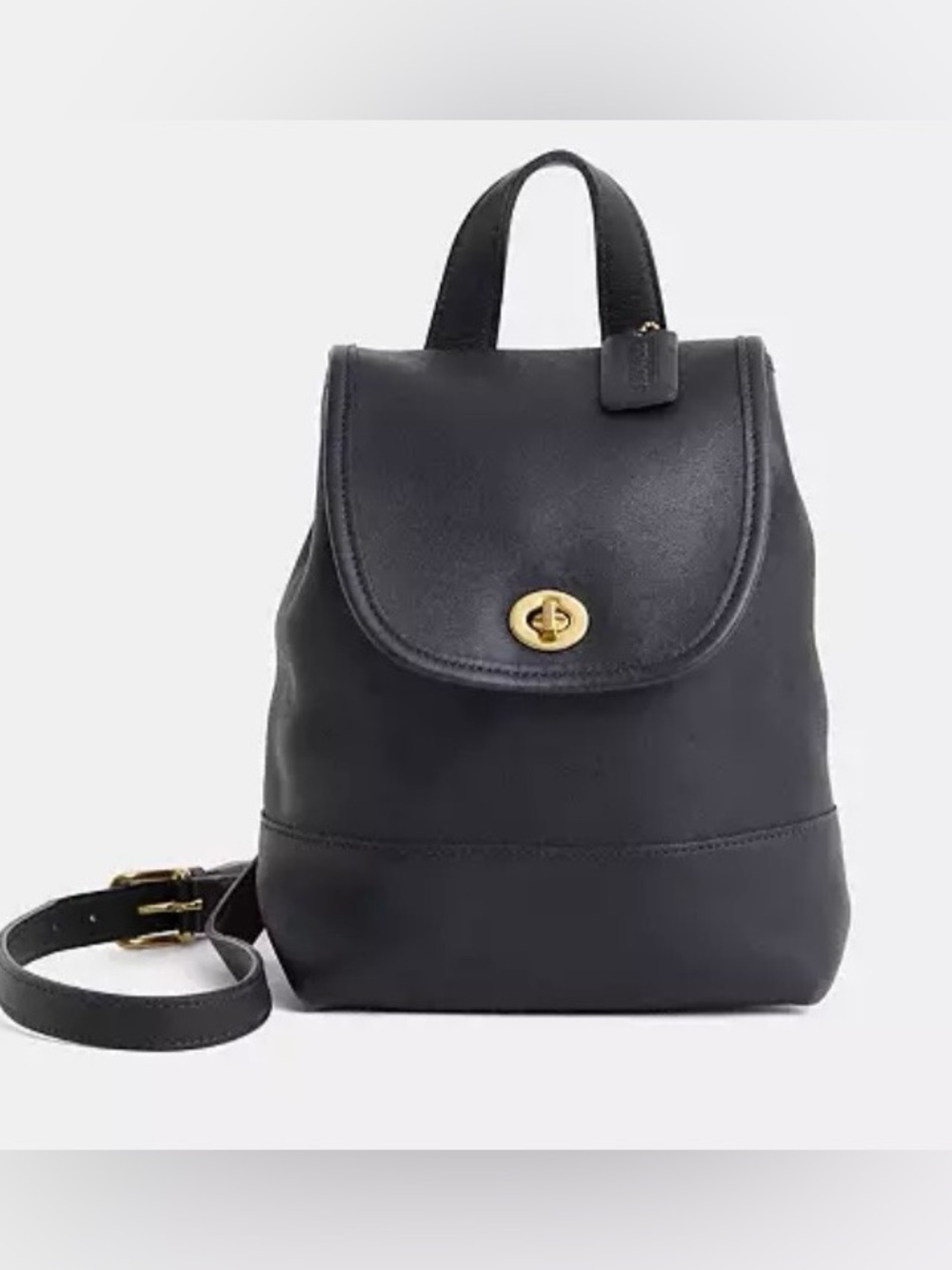 Vintage Coach Black Glove Tanned Leather Daypack Backpack 9791